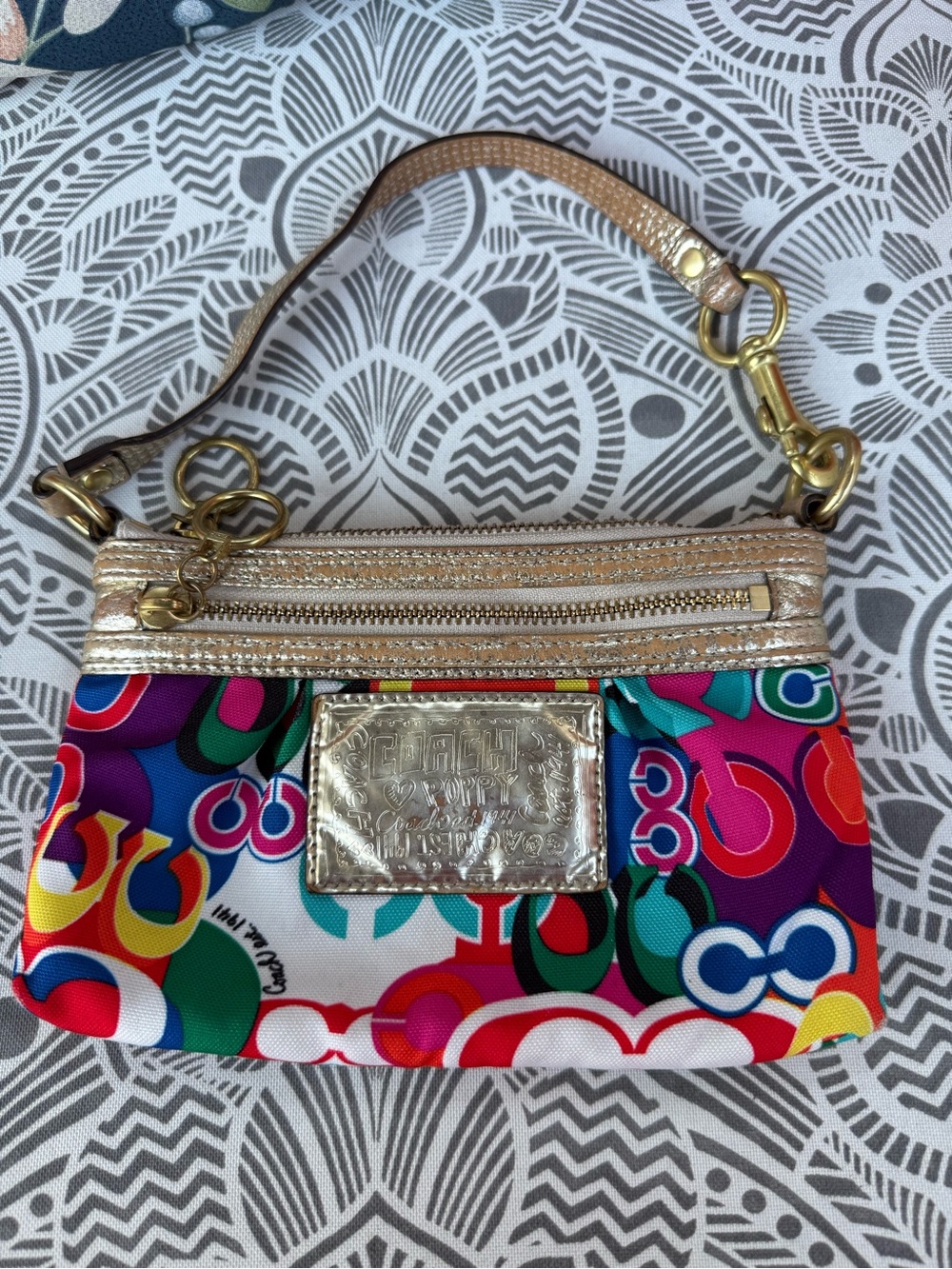 Coach Poppy Pop Multi Colored Shoulder Bag With Gold Accents